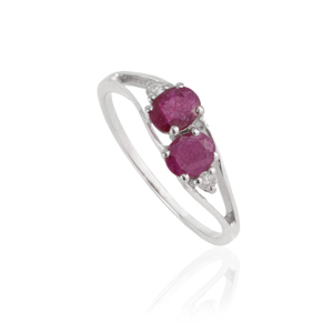 Anillo de Plata de Ley 925 con Dos Piedras de Rubí y Diamante, de Moda y Alta Venta, para Mujer, Joyería de Piedra de Nacimiento de Julio - Product Image 3