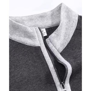 Sweat-shirt en molleton gris pour homme, col montant, manches raglan, poche, coupe décontractée, couleur unie, tricoté, automne - Product Image 6