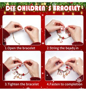 Kit de fabrication de bracelet porte-bonheur de Noël, ensemble de bijoux DIY, breloques Père Noël, flocon de neige, sapin, cadeau de Noël pour filles - Product Image 4