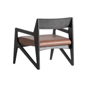 Fauteuil de salon moderne d'intérieur en teck massif, revêtement en cuir PU marron de qualité supérieure, design scandinave, mobilier pour hall d'hôtel - Product Image 2