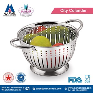 Colador Redondo de Acero Inoxidable con Acabado Cromado para Lavar Frutas y Verduras, con Base, Apto para Lavavajillas, Ecológico - Product Image 4