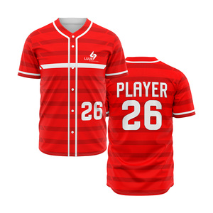 Maillot de baseball d'équipe pour adulte LUUK personnalisé, imprimé, respirant, à séchage rapide, 100 % polyester, col en V, manches courtes, fermeture entièrement boutonnée - Product Image 4