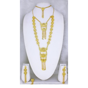 Fournitures de bijouterie pour femmes bijoux indiens parure de bijoux de mariage Dubai en plaqué or vente en gros de boucles d'oreilles dubai en cuivre - Product Image 1