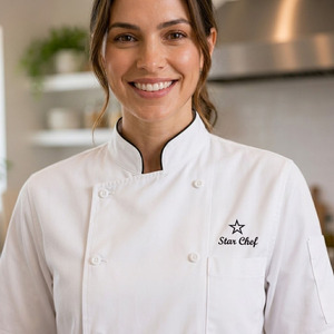 Veste de cuisine professionnelle à manches courtes, coupe classique, respirante, en polyester et coton, pour hôtels et restaurants (vente en gros) - Product Image 4