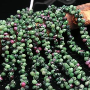 Cuentas con forma de lágrima facetadas de zoisita rubí Cuentas de gota de corte lateral - Product Image 4