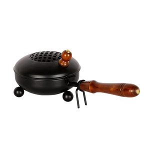 Brûleur d'encens en fer noir, porte-encens artisanal en métal, brûleur de résine décoratif Dhoop Dani pour la maison et le temple - Product Image 1