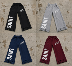Pantalon de survêtement mi-long déchiré pour homme Rexfit Sports, coupe large, en molleton de coton et élasthanne, imprimé graphique personnalisé, style vintage, vente en gros - Product Image 4