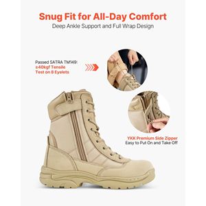 Bottes tactiques légères pour hommes, 8 pouces, respirantes, pour la randonnée, le travail, la moto, Interceptor Trooper, fermeture éclair latérale - Product Image 3