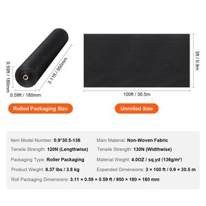 Telo Geotessile Non Tessuto Resistente 3x100FT 4 oz per Vialetti, Barriera Antierba da Giardino in PET e PP per Paesaggistica - Product Image 3