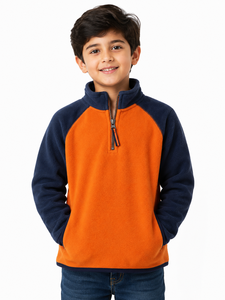 Sweat-shirt à col zippé en polaire pour enfants Livster, pull thermique doux pour garçons, col haut, manches longues, haut en polaire d'hiver - Product Image 1