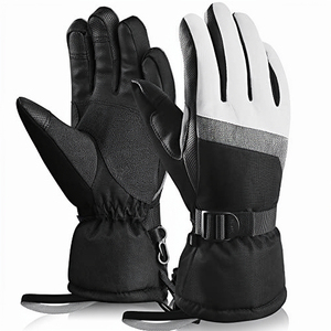 Women's <b>Ski</b> <b>Gloves</b> Black <b>White</b> Polyester/Cotton Thermal Winter Outdoor Casual Wrist Length Waterproof Windproof Touchscreen - Product Image 1