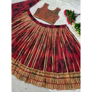 ชุดปาร์ตี้ที่สวยงามของผู้หญิงชุด lehenga choli & dupatta พร้อมพิมพ์ดิจิตอล - Product Image 3