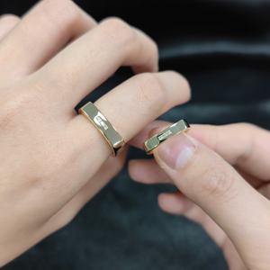 AMBER JEWELS T-1705 Modern Geometric Wedding Bands 14K Solid <b>Gold</b> Lab Grown Diamond Channel <b>Set</b> IGI Certified Unisex <b>Rings</b> - Product Image 1