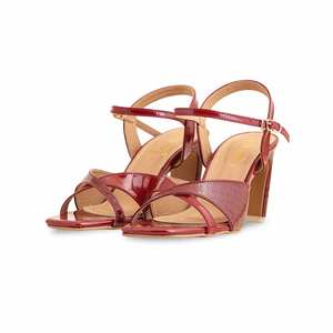 Sandalia de tacón granate formal para mujer FR5367 - Product Image 3