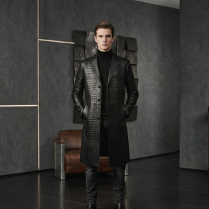เสื้อโค้ทหนังแท้สีตามสั่งสำหรับผู้ชาย ปกแบบมีรอยบาก ติดกระดุมแถวเดียว แขนยาว ซิปมีฮู้ด ผลิตจากผ้าโมดอลที่เป็นมิตรกับสิ่งแวดล้อม - Product Image 4
