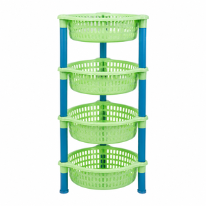Modern High Quality Eco-Friendly Foldable Adjustable Plastic 4-Set <b>Storage</b> Trolley Four Layers for <b>Kitchen</b> Office Bathroom - Product Image 1