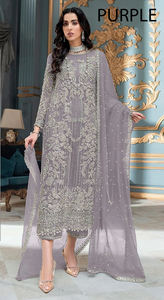 Vente flash - Design exclusif - Salwar Kameez en organza lourd brodé - Polyester - Vêtements de fête - Haute qualité - Prêt-à-porter pour femmes - Product Image 3