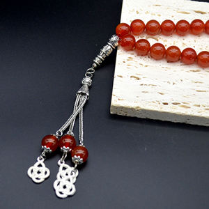 ALTAMASH CRAFT - Rosario Musulmán de Piedra Natural Ágata Plateada, Hecho a Mano, Estilo Clásico para Hombre, con Cuentas en Forma de Bola, Regalo - Product Image 2