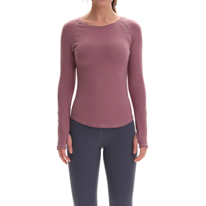 Women's Seamless Long Sleeve Sports <b>Top</b> Breathable Stretch Athletic Tee Slim Fit Gym Workout Shirt - Product Image 2