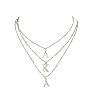Collar de Plata con Múltiples Hilos y Dijes de Letras Griegas, Joyería de Moda en Capas, Elegante Collar con Colgante para Mujer - Product Image 2