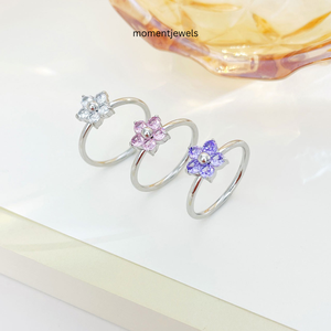 Bague de mariage vintage en acier inoxydable plaqué or avec zircon et fleurs pour femme - Product Image 3