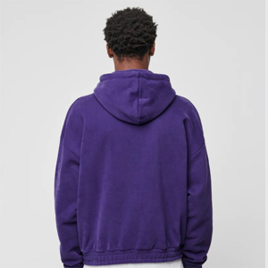 Sweat-shirt à capuche violet pour homme, coupe ample, décontracté, en polaire, couleur unie, avec poches, longueur standard, automne - Product Image 4