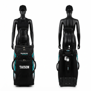 TAISON SPORTS Ice Hockey <b>Trolley</b> <b>Bag</b> PU 1680D 380 GSM 30-40L Black Teal Contrast Panel Custom Screen Print Logo - Product Image 1