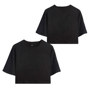 Camiseta Corta de Algodón Blanca para Mujer, Cuello Redondo, Manga Corta, Corte Holgado, Color Sólido, Informal, Tejido Jersey, Primavera Verano - Product Image 2