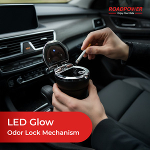 ROADPOWER (RP-ASH-11) ที่เขี่ยบุหรี่ในรถยนต์อเนกประสงค์พร้อมไฟ LED สีฟ้า พกพาสะดวก ลดกลิ่น ทำความสะอาดง่าย ฝาโครเมียมคุณภาพสูง - Product Image 3