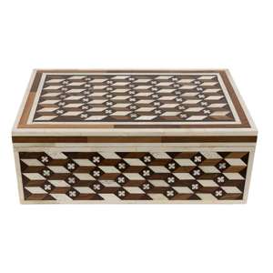 Boîte décorative haut de gamme en os incrusté avec couvercle pour l'organisation et le style de la maison, boîte à bijoux artisanale en os incrusté. - Product Image 2