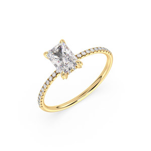 Bague REYES en argent sterling 925 avec moissanite taille radiant de 1,21 carat et halo dissimulé, certifiée GRA, bijoux fins, prix de gros - Product Image 1
