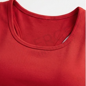 <b>Women</b> <b>Red</b> Seamless Yoga Set 2 Piece Racerback Scoop Neck Sports Bra High Waist Full Length Leggings - Product Image 4