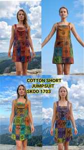 New Stylish High Waist Knee Length Cotton <b>Mini</b> Jumpsuit for Women Summer Romper with <b>Vintage</b> Design Comfortable and Breathable - Product Image 2
