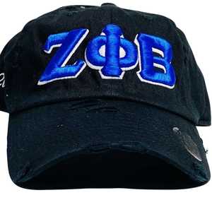 Zeta Phi Beta <b>Black</b> Hat ZPB Embroidered Sorority <b>Baseball</b> <b>Cap</b> Distressed Adjustable Strap Casual Stylish Women <b>Cap</b> - Product Image 5