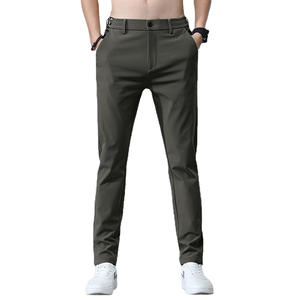 Pantalon habillé décontracté pour homme, léger, taille mi-haute, coupe droite, coupe ajustée, extensible, coupe-vent, respirant, hiver, 100% coton, lavable - Product Image 1