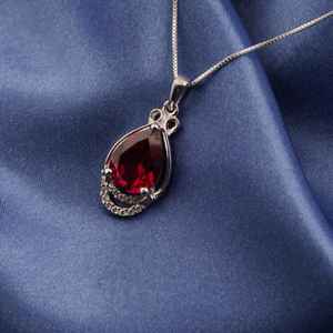 <b>Ruby</b> Teardrop Pendant 925 Sterling Silver July Birthstone Pendant Elegant Handmade Jewelry Gift For Her - Product Image 4