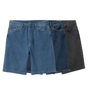 High Quality Custom Brand Canvas Denim Shorts Fashion High Waist Blue <b>Jeans</b> Casual Pants Elastic Waist <b>Drawstring</b> <b>Men</b> 180g Quick - Product Image 4