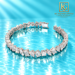 Pulsera de tenis clásica Radiant para mujer, de oro de 14K con diamantes mixtos, claridad E VVS, corte excelente, piedras cultivadas en laboratorio con corte brillante - Product Image 5