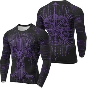 Custom Printed Long Sleeve Rash Guard <b>Compression</b> <b>Shirt</b> <b>for</b> <b>Men</b> with Circuit Design Full Sleeve Quick Dry - Product Image 4