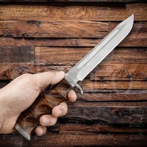 OEM Custom Handmade SIZZCO D2 Steel Fuller Bowie <b>Knife</b> Outdoor Hunting Survival Combat Tactical Fixed Blade Leather Sheath - Product Image 3