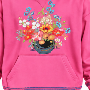 <b>Pink</b> Bouquet Flowers Hoodie Colorful Floral Embroidery Pullover <b>Sweatshirt</b> Kangaroo Pocket Oversized Fashion Casual Streetwear - Product Image 6