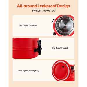 Dispenser Termico per Bevande da 3 Galloni/11,4L, Contenitore Refrigerante per Alimenti con Rubinetto, Erogatore per Bevande Calde e Fredde per Caffè e Tè - Product Image 6