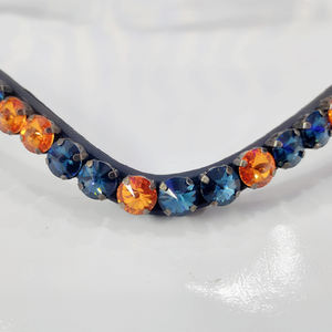 Diadema de Cristal Azul y Naranja Hecha a Mano con Diamantes, Decorativa para Caballos, Producto de Calidad para Espectáculos Ecuestres - Product Image 1