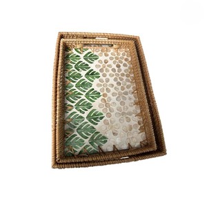 Eco-Friendly Evening Tea Serving Style Decoration Mother Pearl Rattan Wicker Deco With MOP 100% Double Checked Export UO INDIA - Product Image 5