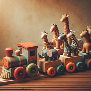 Majestuoso Motor de tren de madera hecho a mano en miniatura que eleva el tiempo de juego con artesanía Superior - Product Image 3