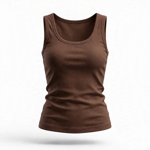 Débardeur en coton tricoté 100 % écologique et respirant, couleur unie, col rond, pour femme, vente en gros, provenance BD - Product Image 4