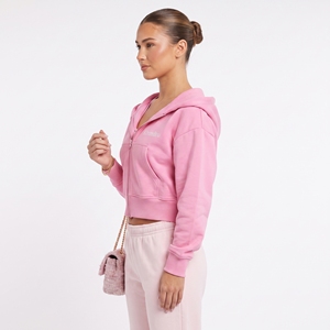 Shop the KhumBro Pastel <b>Pink</b> Cropped zip <b>Hoodie</b>. A Y2K-inspired cropped with ultra-soft fleece and functional Sweatshirt - Product Image 2