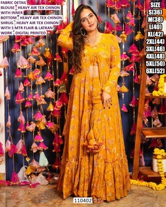 Sunshine Riwaayat Floor-Length Ball Gown Set with Floral Embroidery Modern Design Chinon Fabric - Product Image 4