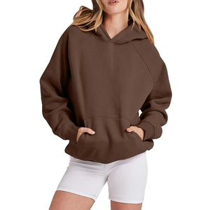 Sudadera con Capucha Extra Grande para Mujer, Forro Suave, Color Sólido, Hombros Caídos, Manga Larga, Tejido de Algodón, para Invierno y Primavera - Product Image 3