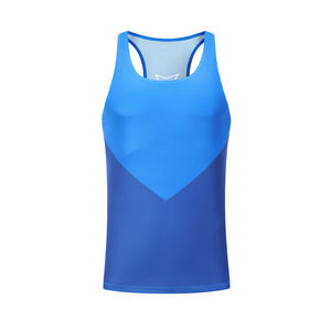 Débardeur sans manches pour homme, bleu, à blocs de couleur, col rond, séchage rapide, respirant, style urbain, tricoté, 100% coton, broderie, effet délavé - Product Image 5